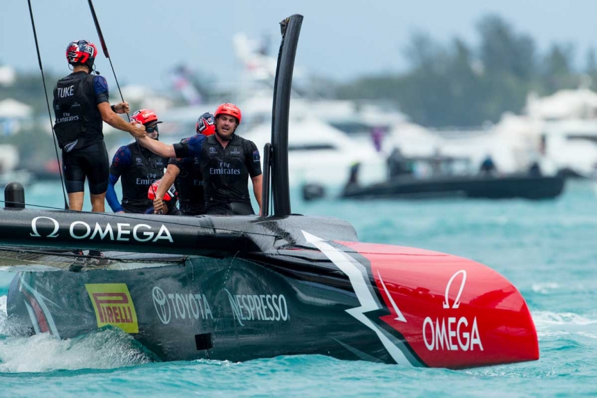 Emirates Team New Zealand sailing on Bermuda's Great Sound in the Louis Vuitton America’s Cup Challenger Playoffs Finals
Emirates Team New Zealand (NZL) vs. Artemis Racing (SWE) Race 6.
Copyright: Richard Hodder / Emirates Team New Zealand